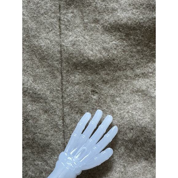 Women's Wool Dress Coat BLUE DEEP Tan/ Beige Taupe Lamb Fur 6-8 Italy 42 EU, S - Picture 7 of 16